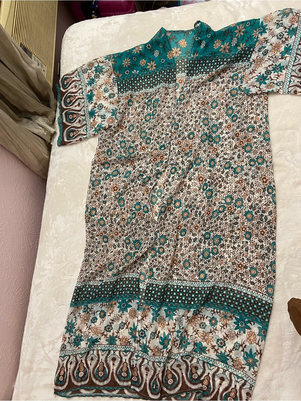 Bohemian Teal kimono, Duster long size 22 NWOT